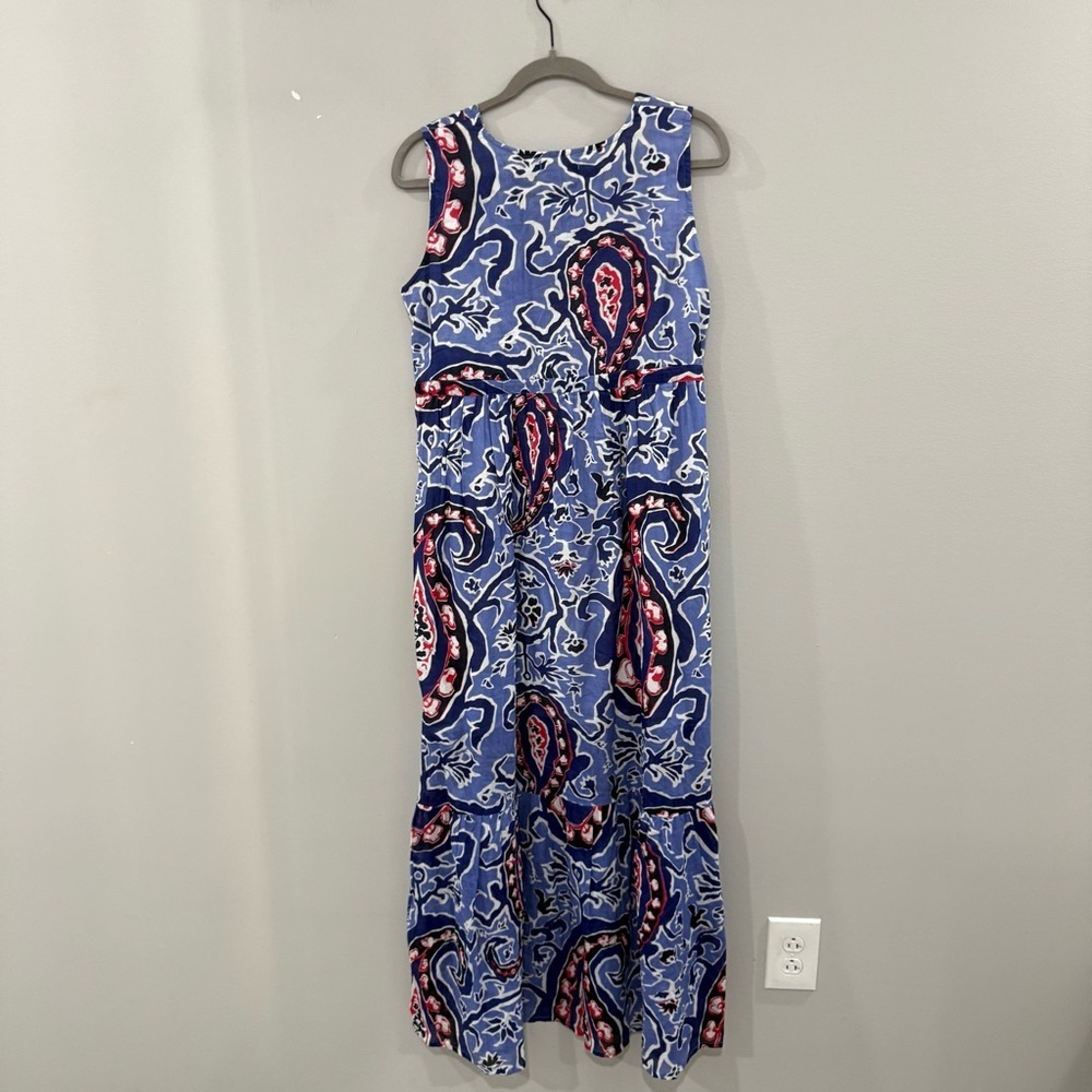 Tuckernuck La Plage Dress Maxi Sleeveless Tassel in Blue Red Print - Picture 5 of 5